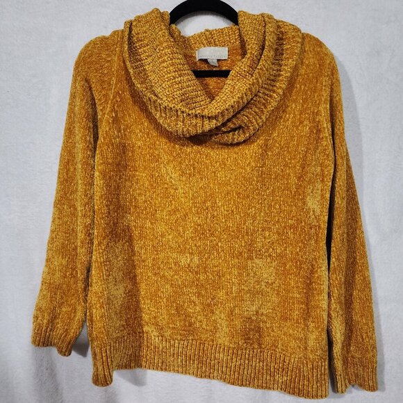 Golden Yellow Cowl Neck Sweater Large Chenile - Picture 1 of 5